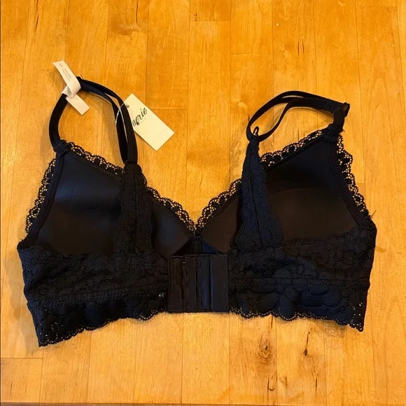 Aerie Wireless Black Lace Bralette 32A Sans Armature - Picture 3 of 7